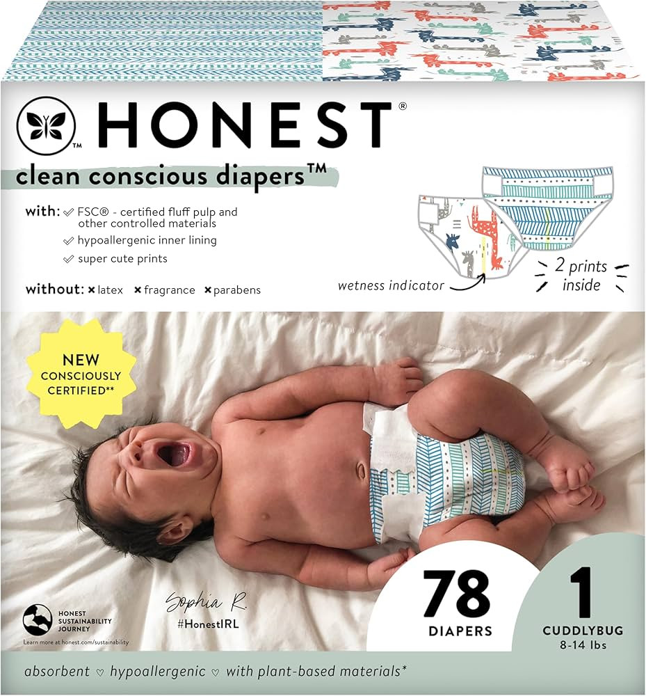 The Honest Company Clean Conscious Diapers | Plant-Based, Sustainable | Dots & Dashes + Multi-Col... | Amazon (US)