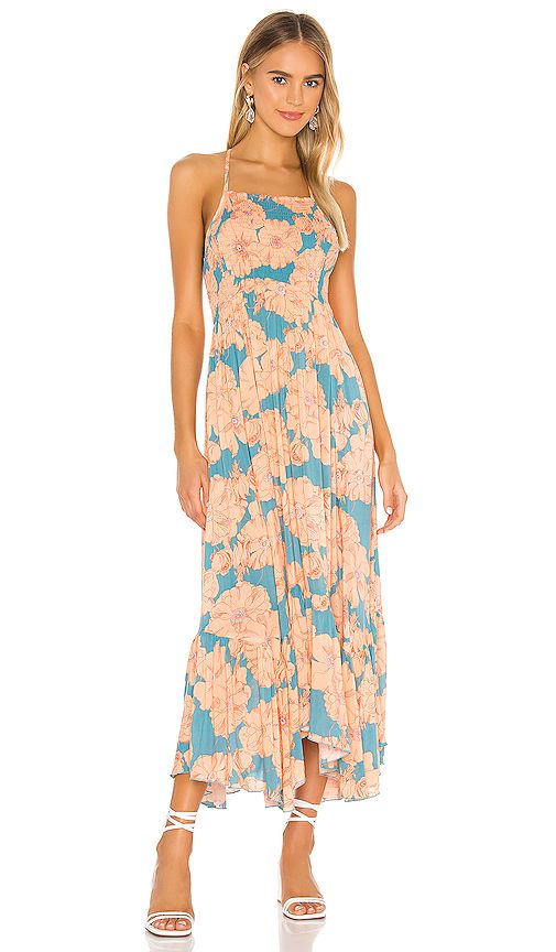 Free People Heatwave Printed Midi Dress in Coral. - size M (also in S,L) | Revolve Clothing (Global)