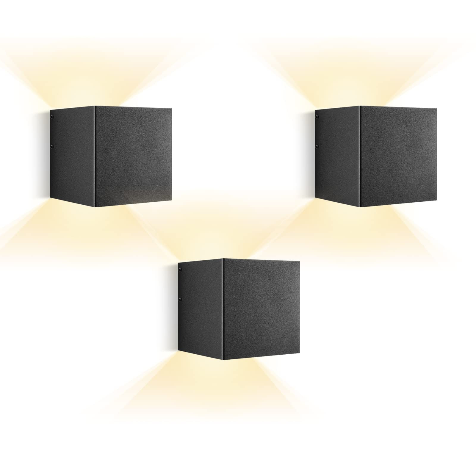 HEQIQEH Modern Style Battery Operated Wall Sconces, LED Cube Indoor Up and Down Wall Lamp with Re... | Amazon (US)
