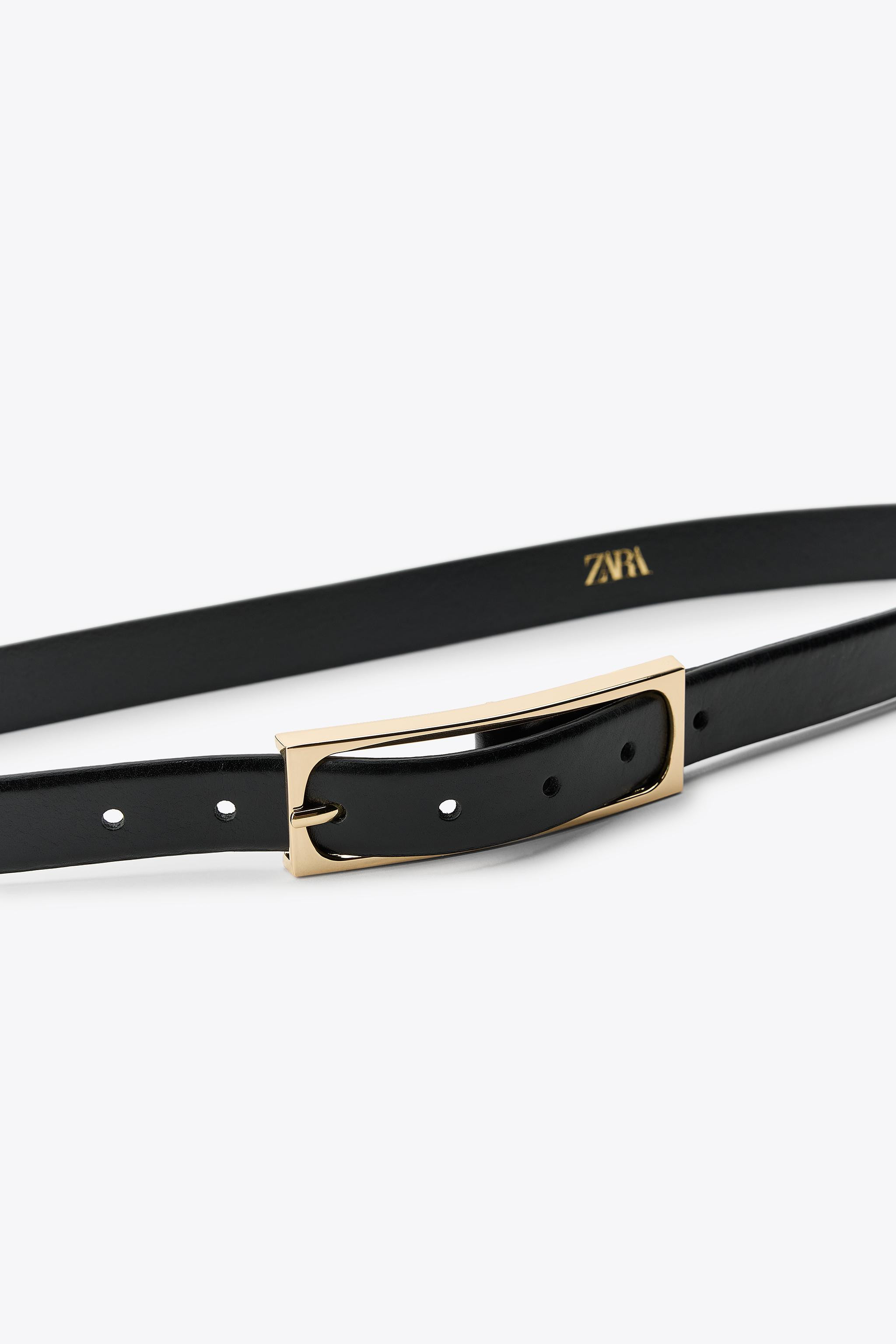 LEATHER BELT WITH RECTANGULAR BUCKLE | Zara UK