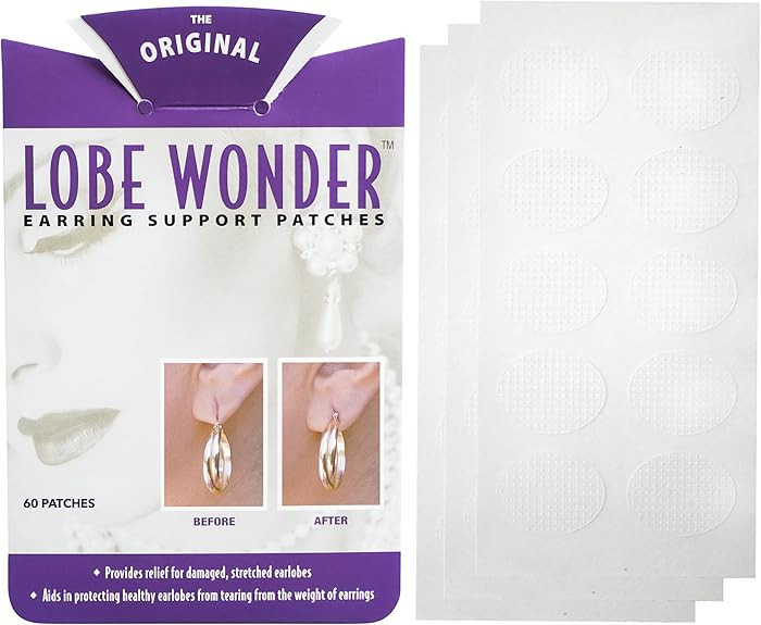 Lobe Wonder The ORIGINAL Earring Support Patches \u2013 60 Clear & Latex-Free | Amazon (US)