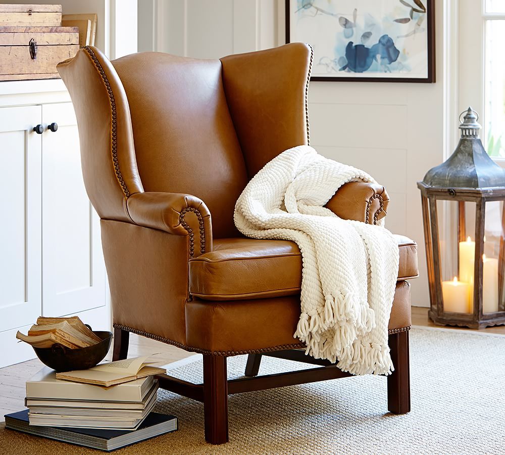 Thatcher Leather Wingback Chair | Pottery Barn (US)