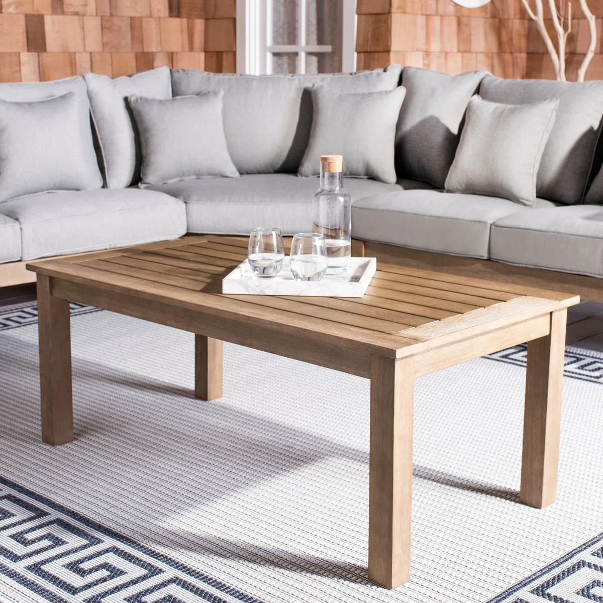 Knowle Rectangular Eucalyptus Outdoor Coffee Table , 48.8'' in. W 24.6'' in. D | Wayfair North America