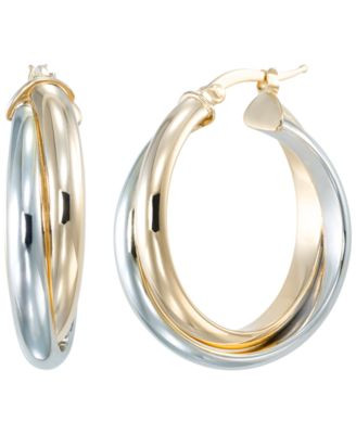 Two-Tone Double Hoop Earrings | Macy's