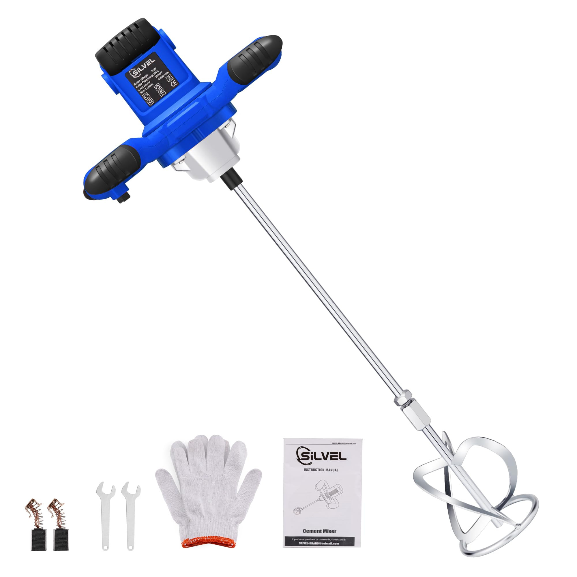 SILVEL Cement Mixer, 2300W Handheld Electric Concrete Mixer, Portable Mortar Mixer with 6 Adjusta... | Amazon (US)