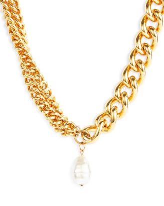 Imitation Pearl Chain Link Pendant Necklace in Gold Tone, 18" | Bloomingdale's (AU)