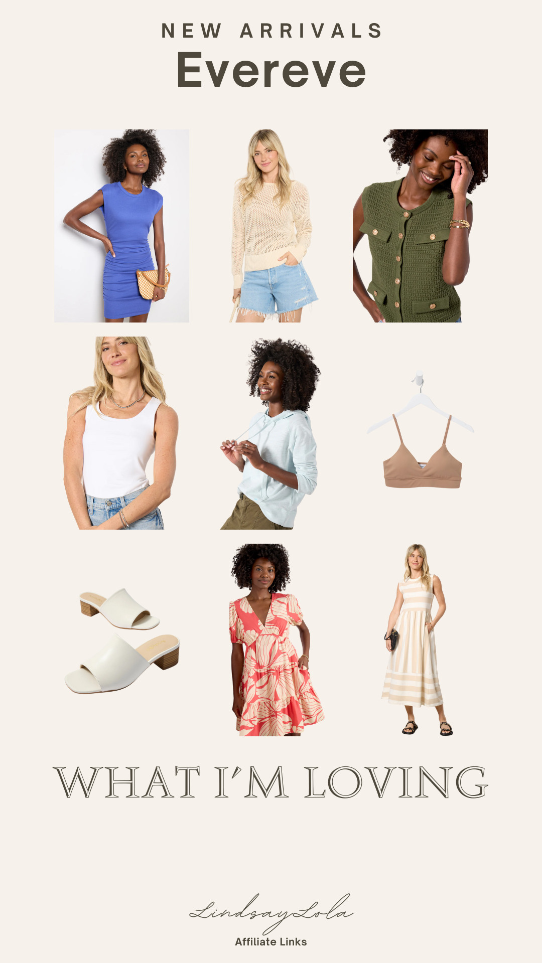  Evereve new arrivals are here, and I’m loving every piece. You all know I’m a neutral girl, but this blue Michael Stars dress? Obsessed. I already own 2 Michael Stars dresses, is 3 too many? Perfectly comfy and casual for spring and summer, or dress it up with these Seychelles heels (classic, ladylike, and only $99!).

The Hutch dress is from a new designer at Evereve, and I’m already planning to wear it to my birthday dinner or Easter brunch, or both? - because outfit repeating is smart, not a crime. The Evereve bra? Already boughy two because the pads don’t come out in the wash (finally, a win).

Other staples I’m loving:
✨ The white tank—smooth, great for layering or solo.
✨ The olive vest—a classic, and yes, olive is a neutral in my book.
✨ The beige sweater—tie it over your shoulders for chilly evenings (or aggressive AC).
✨ The striped dress—fun and neutral (the best combo).
✨ The lightweight hoodie—aka the piece I’ll wear year-round.

Shop my favorites here!

#EvereveStyle #LTKSpring #NeutralButMakeItFun #SpringFashion #EffortlesslyChic

 

#LTKOver40 #LTKStyleTip #LTKSeasonal