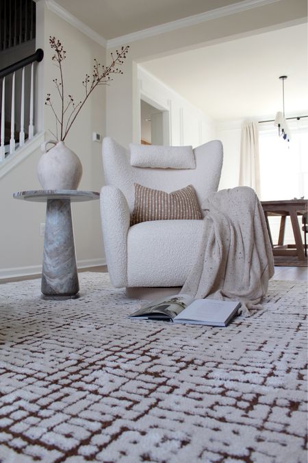 Chairs, pillows, side table, marble table, rug 

#LTKhome #LTKstyletip #LTKMostLoved