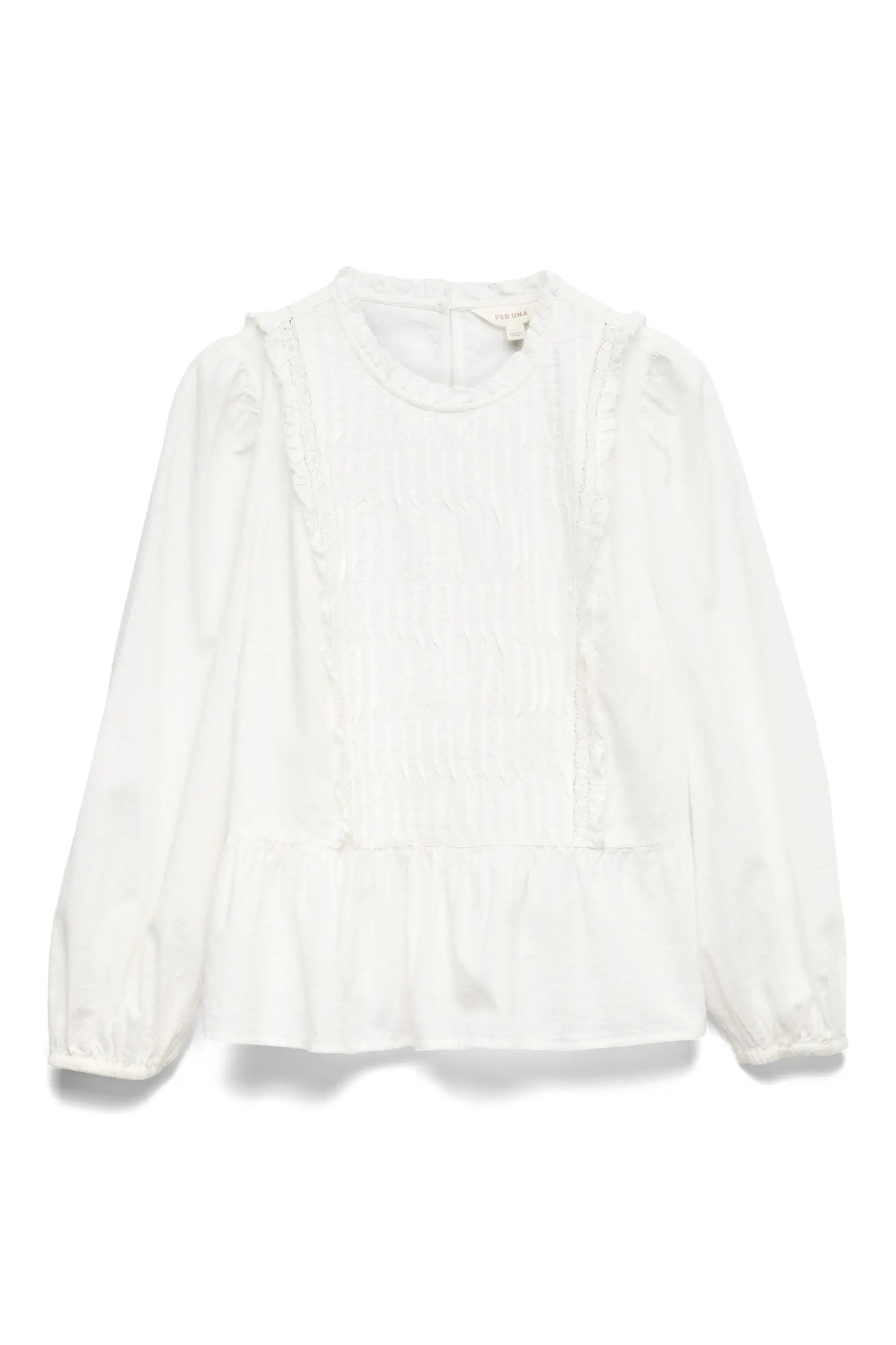 PER UNA BY M&S Pleated Ruffle Trim Cotton Peplum Top (Women) | Nordstrom | Nordstrom