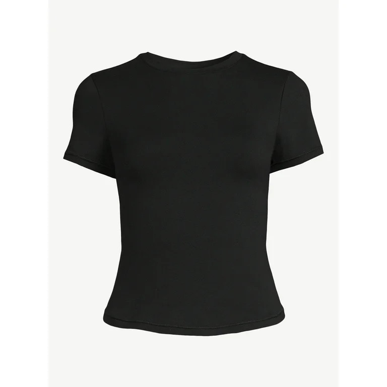Scoop Women's Stretch Cotton Fitted Baby Tee with Short Sleeves, Sizes XS-XXL - Walmart.com | Walmart (US)