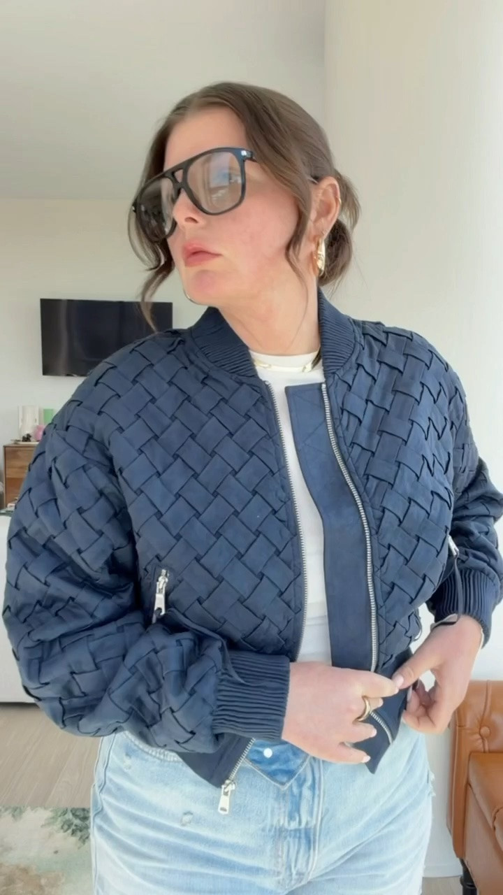 Woven faux leather jacket