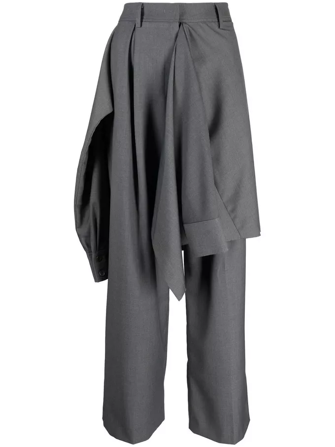 Reclaimed Vintage unisex 2-in-1 pleated skirt over pants in gray