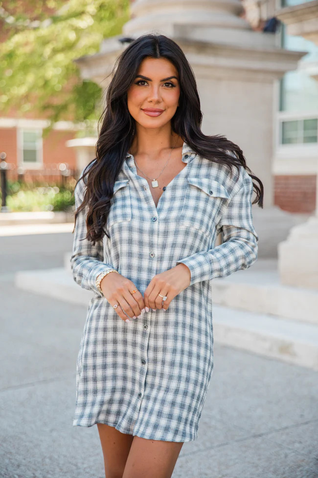 In My Grasp Plaid Button Down Collard Dress | Pink Lily
