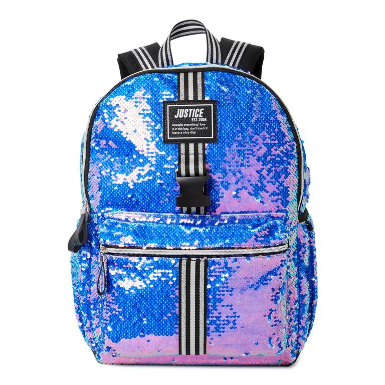 Justice Girls 17" Laptop Backpack, Lunch Tote and Pencil Case, 3-Piece Set Multi-Color Sequin | Walmart (US)