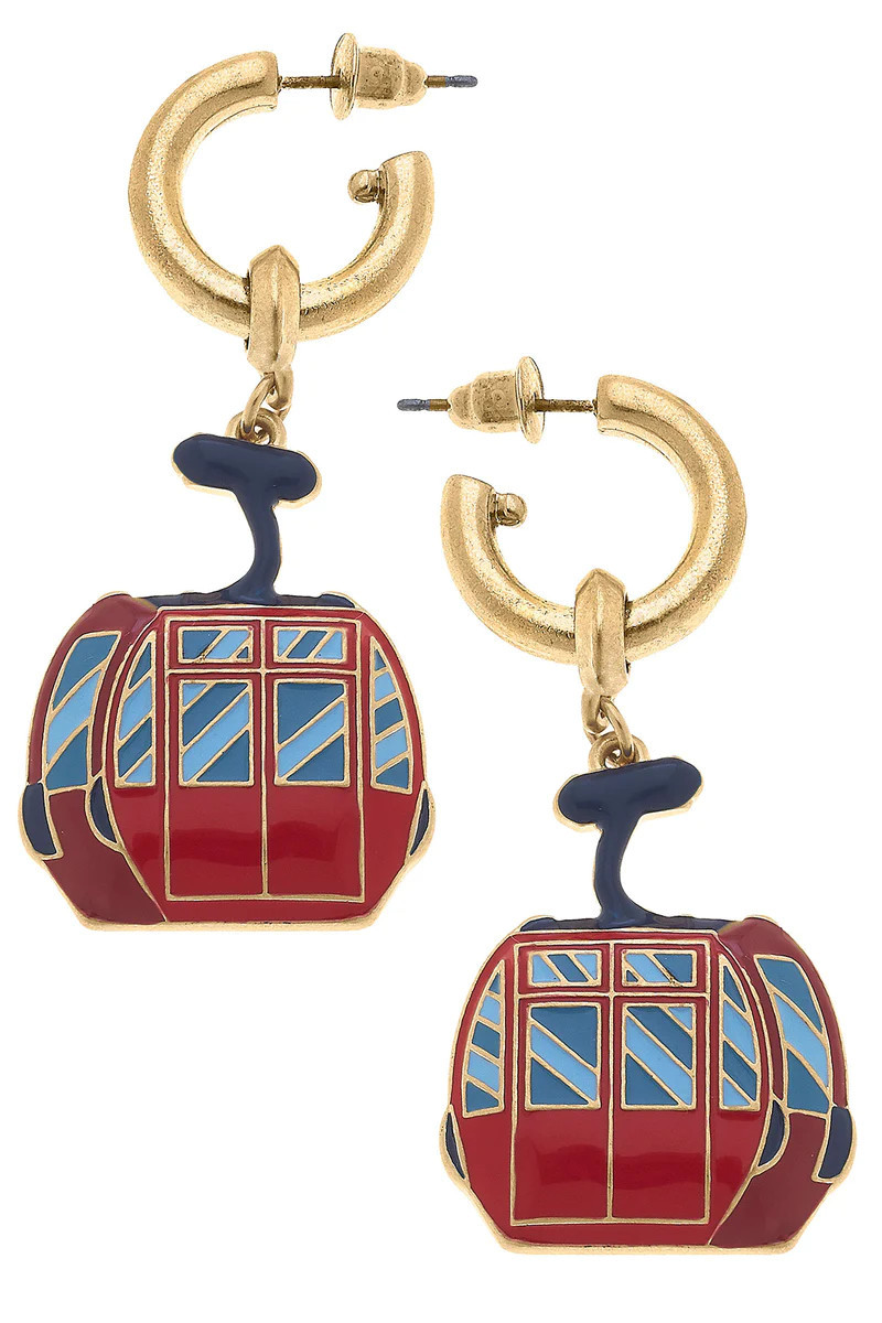 Aspen Ski Gondola Drop Hoop Enamel Earrings | CANVAS