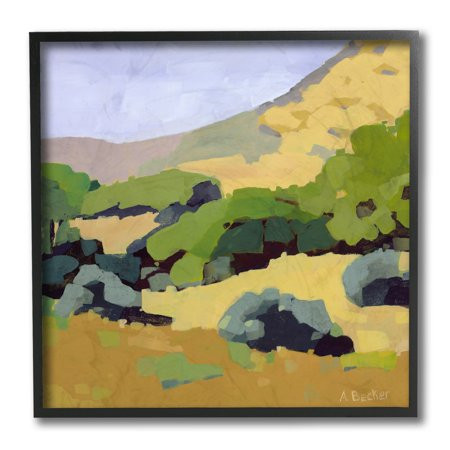Stupell Industries Green Hillside Meadow Abstract Country Landscape Black Framed 12 x 12 Design by A | Walmart (US)