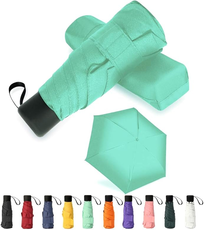 GAOYAING Travel Mini Umbrella Sun&Rain Lightweight Small and Compact Suit for Pocket with Case | Amazon (US)