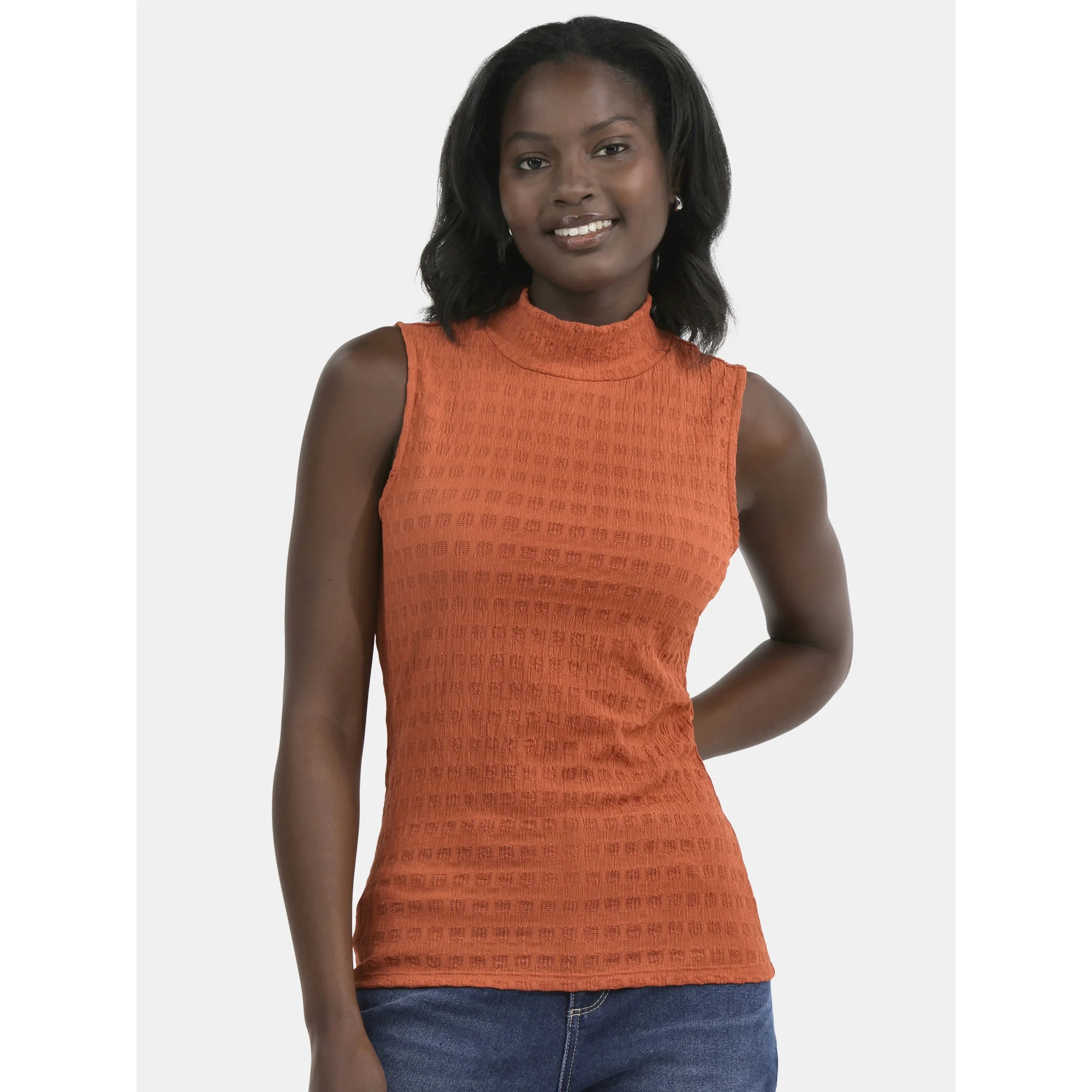 Time and Tru Women's Pucker Mock Neck Top, XS-XXXL | Walmart (US)