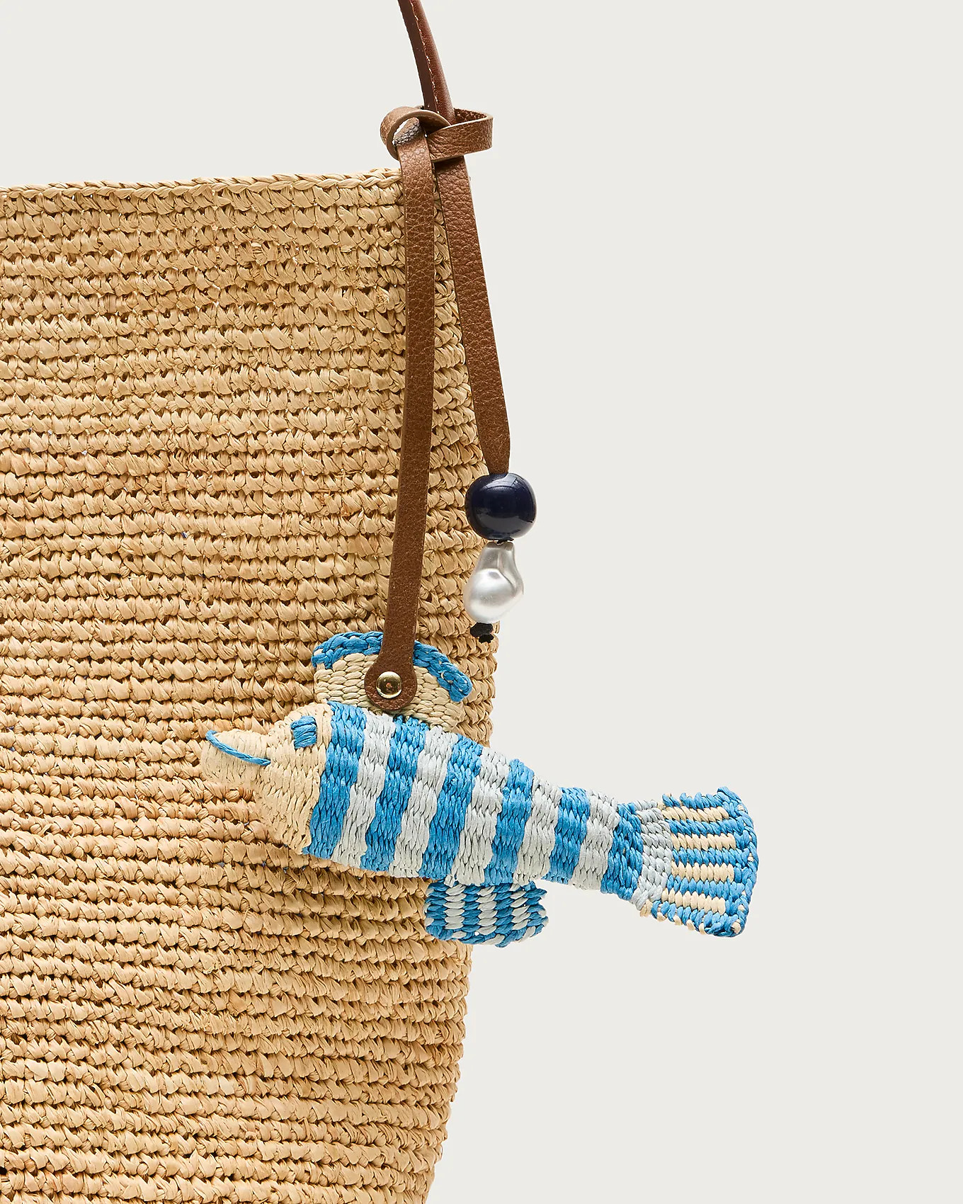 Handwoven straw fish bag charm | J. Crew US