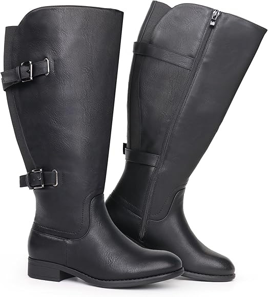 Chicblooms Damen-Stiefel mit weitem Schaft und kniehoher Sohle | Amazon (DE)