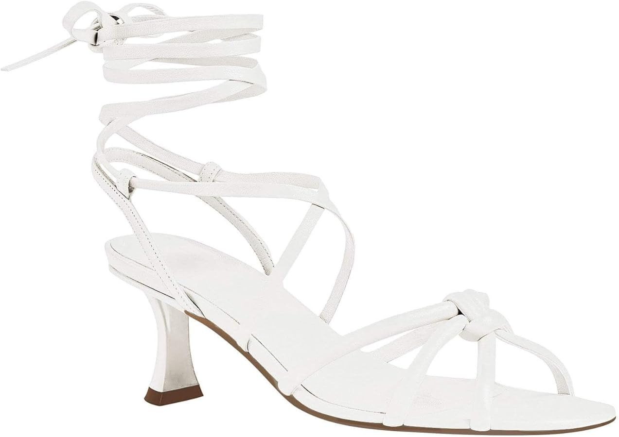 Coutgo Womens Strappy Heels Kitten Heel Lace Up Sandals Open Square Toe Knot Fashion Heeled Sanda... | Amazon (US)