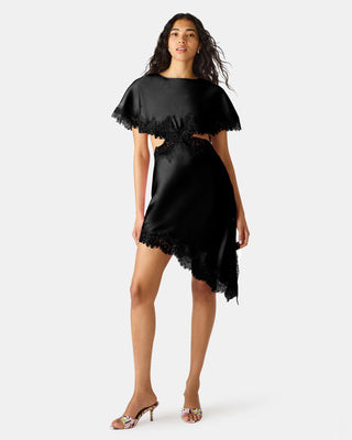 Steve Madden Women's Mayci Dress Short Sleeve Dresses - Black - Size Medium - Polyester/Nylon/Satin | Steve Madden (US)