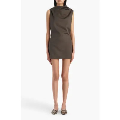 Khaite Astor Sleeveless Draped Virgin Wool Minidress in Clove at Nordstrom, Size 6 | Nordstrom