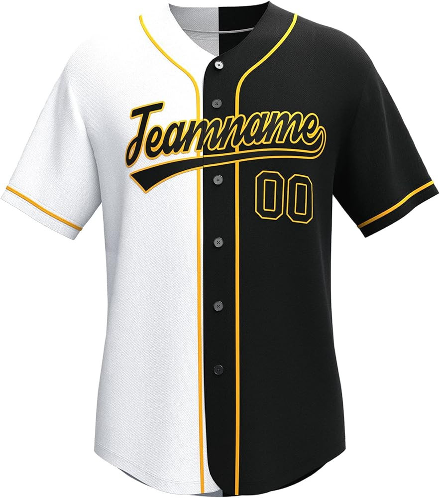 Custom Split Baseball Jersey Stitched/Printed Personanlized Button Down Shirts Sports Uniform for... | Amazon (US)
