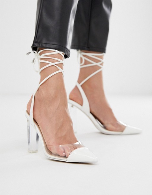 ASOS DESIGN Pucker Up tie leg pointed high heels | ASOS UK