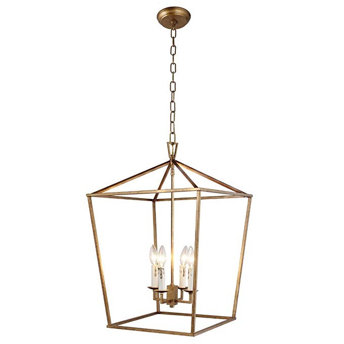 Openwork Lantern Pendant Stairway Entry Kitchen Hall Foyer Fixture Chandelier (Gold) | Amazon (US)