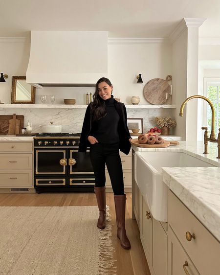 Kat Jamieson wears a velvet blazer, skinny jeans and brown boots. Fall boots, kitchen, home decor, fall outfit, holiday style. 

#LTKHoliday #LTKworkwear #LTKSeasonal