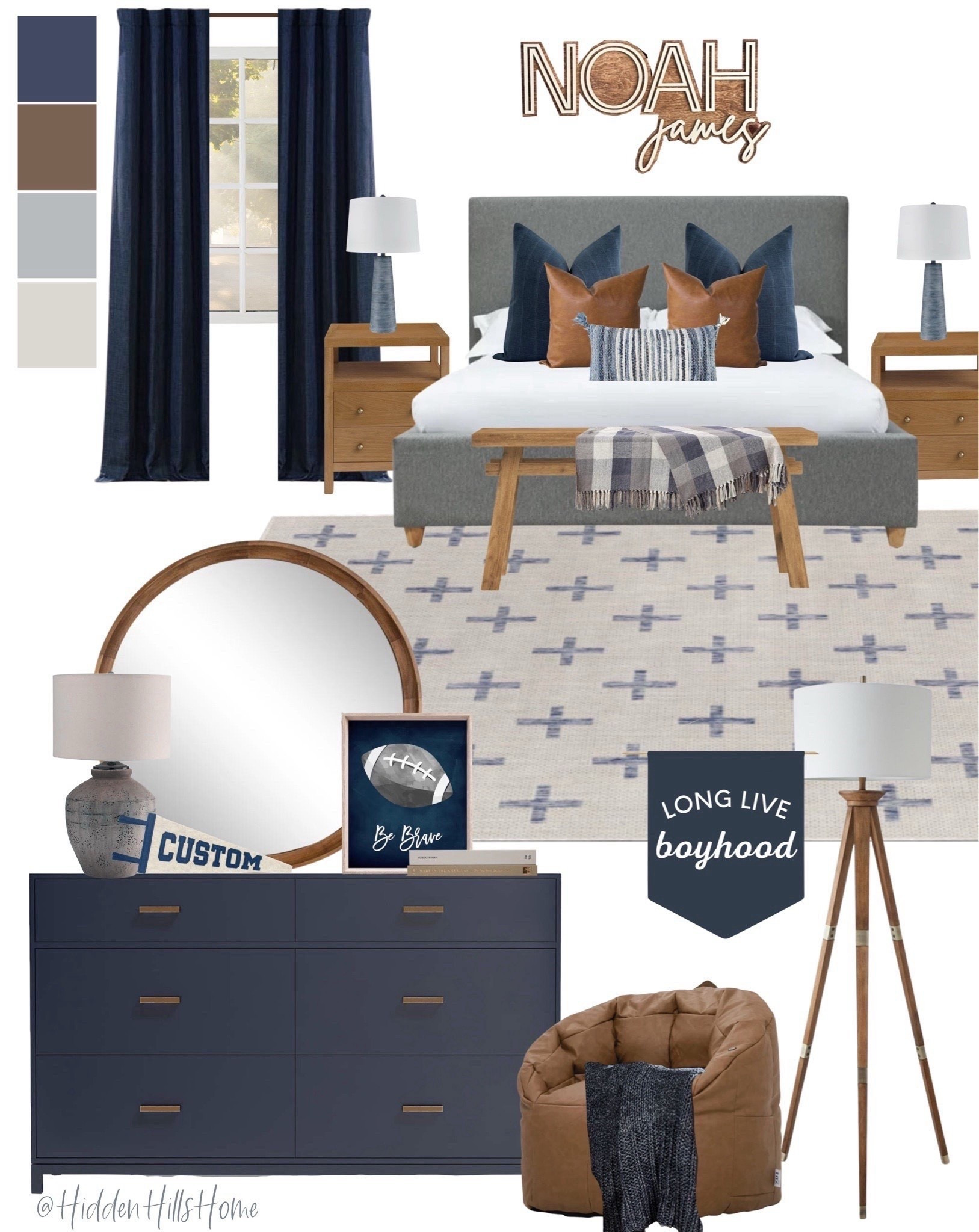 Boys bedroom mood board, boys bedroom design inspo, boys bed, boys bedroom, modern transitional bedroom for boys #boys