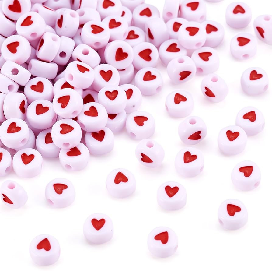 Cheriswelry 200pcs 7mm White Acrylic Heart Pony Beads Mini Red Love Heart Plastic Loose Disc Coin... | Amazon (CA)
