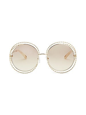 62MM Carlina Gold Flash Round Metal Sunglasses | Saks Fifth Avenue