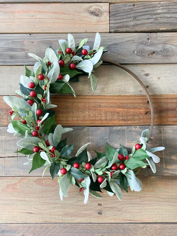 Christmas Wreath, Winter Wreath, Red Holly Berries, Gifts Under 50, Front Door Decor, Holiday Hom... | Etsy (US)