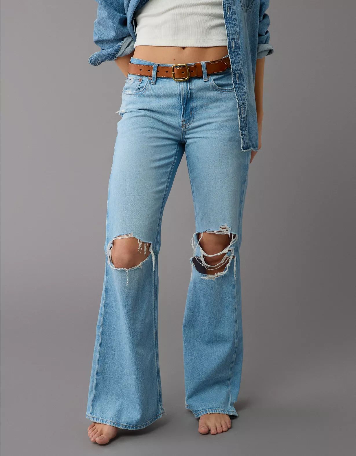 AE Strigid Low-Rise Baggy Flare Ripped Jean | American Eagle Outfitters (US & CA)