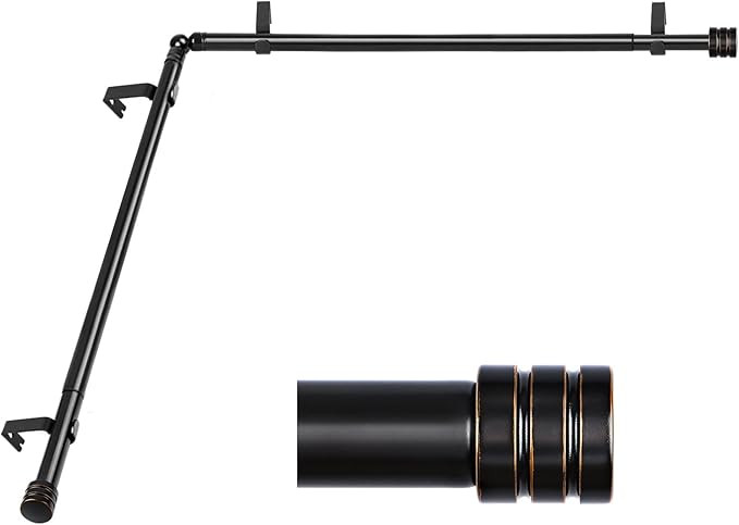 Heavy Duty Corner Window Curtain Rods 36 to 72 Inch, HOTOZON 1 Inch Telescoping Single Drapery Ro... | Amazon (US)