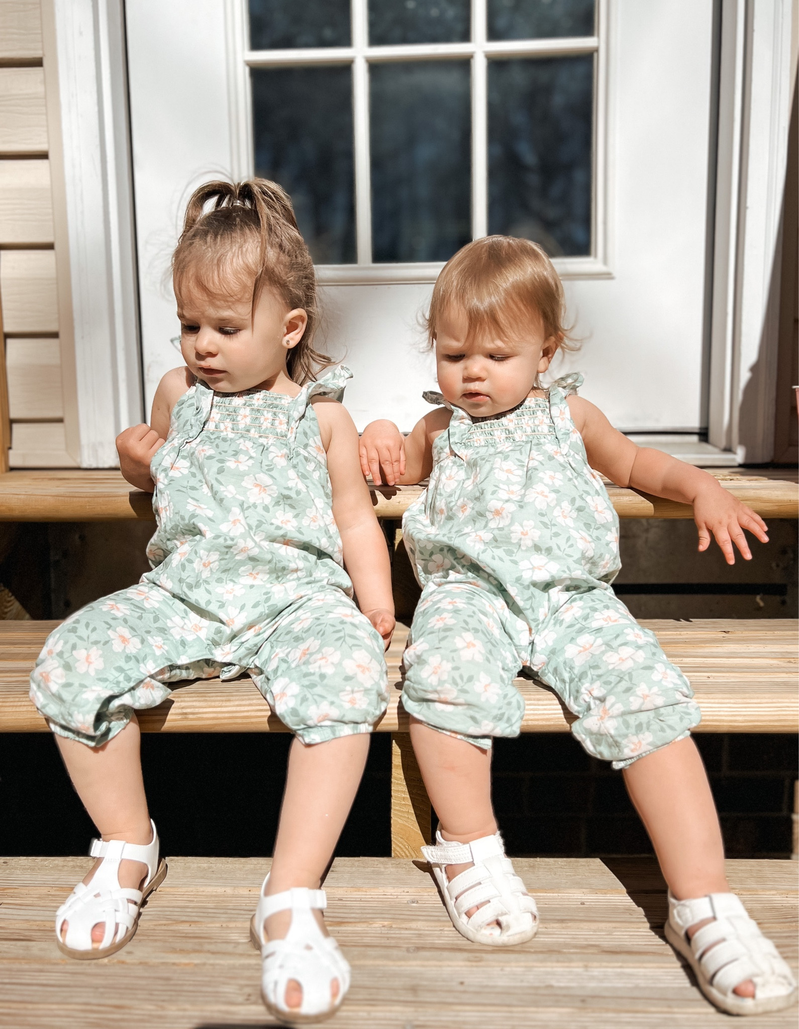 Easter get together this weekend. Target jumpsuit, floral, snaps, tank, white sandals, sunny, outside, spring, summer, outfit inspo, two under two, 2 under 2, girl mom, cousins, NC, North Carolina, target finds, affordable fashion

#LTKunder50 #LTKFind #LTKkids
