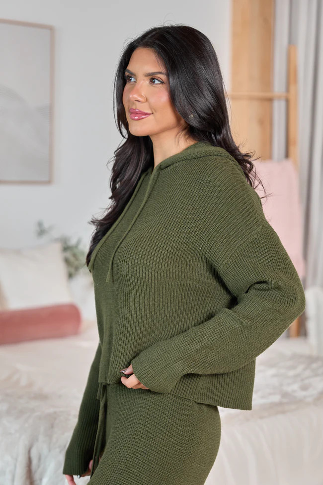 Kitt Olive Hoodie Lounge Sweater | Pink Lily