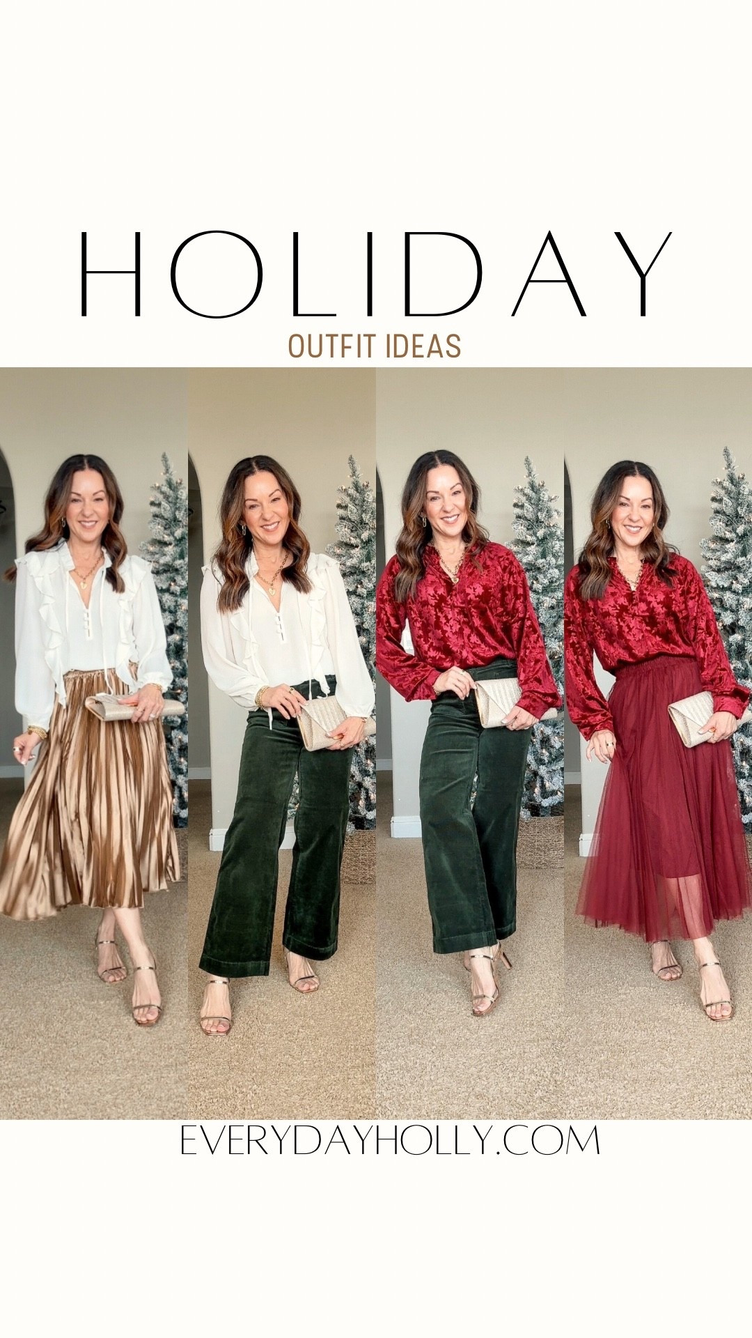Holiday outfit ideas! 
Red blouse size small
Off white blouse XS Petite
Corduroy pants 00 Petite
Skirts both small
Heels TTS
For ref: I’m 5’1”, 109lbs


#LTKOver40 #LTKHoliday #LTKPetite