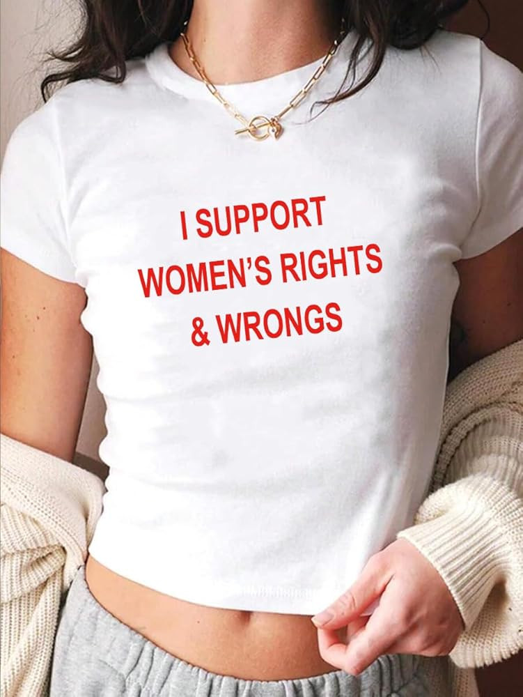 I Support Womens Rights and Wrongs Cropped T-Shirt Y2k Crop Top | Amazon (US)