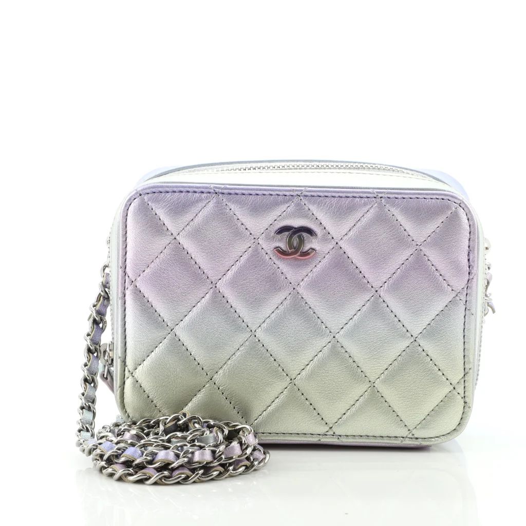 Chanel Zip Around Vanity Case with Chain Quilted Gradient Metallic Calfskin with Gradient Hardwar... | Rebag