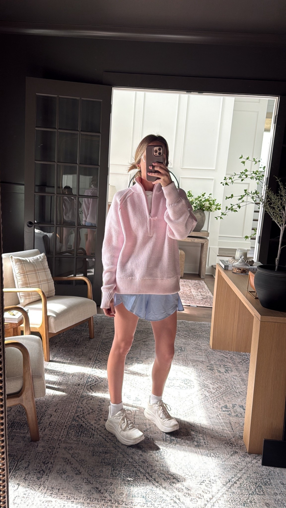 Spring uniform! Target shorts in a size small, tank in medium and aerie pullover in a smalll