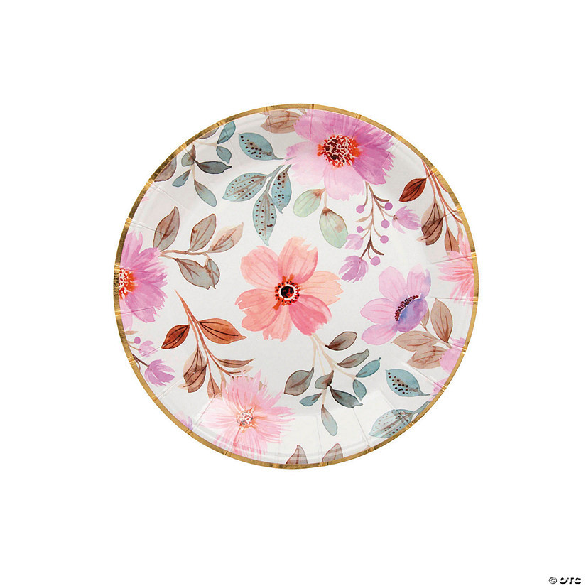 7 1/4" Floral Round Disposable Paper Dessert Plates - 8 Ct. | Oriental Trading Company