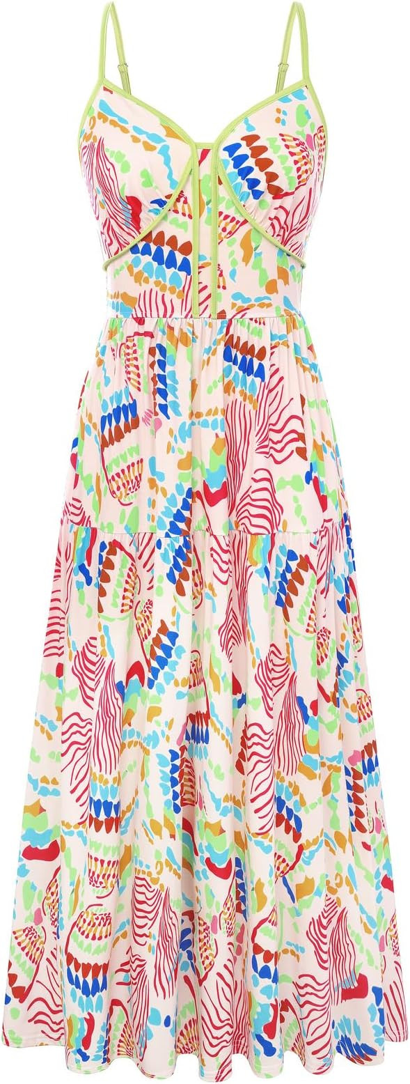 GRACE KARIN Summer Dresses for Women 2026 Beach Vacation Floral Sundresses Casual Boho Flowy Maxi... | Amazon (US)