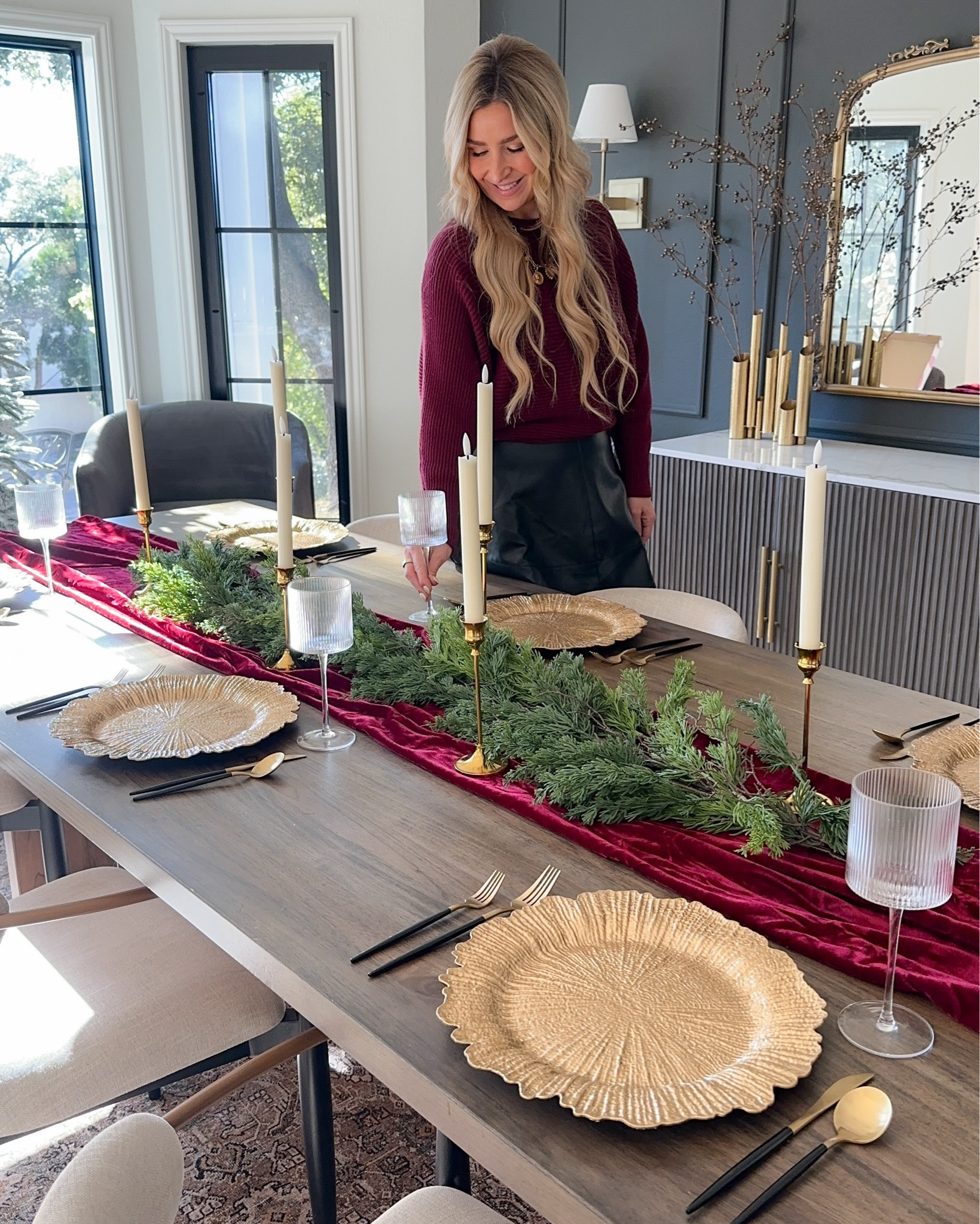 Christmas Tablescape

Traditional decor  Christmas decor  table runner  Christmas dining room  Christmas home  holiday home  gold plates  table runner  faux greenery  candles  candle holder  Christmas decor  TheSmittenCollective 

#LTKSeasonal #LTKHome #LTKHoliday