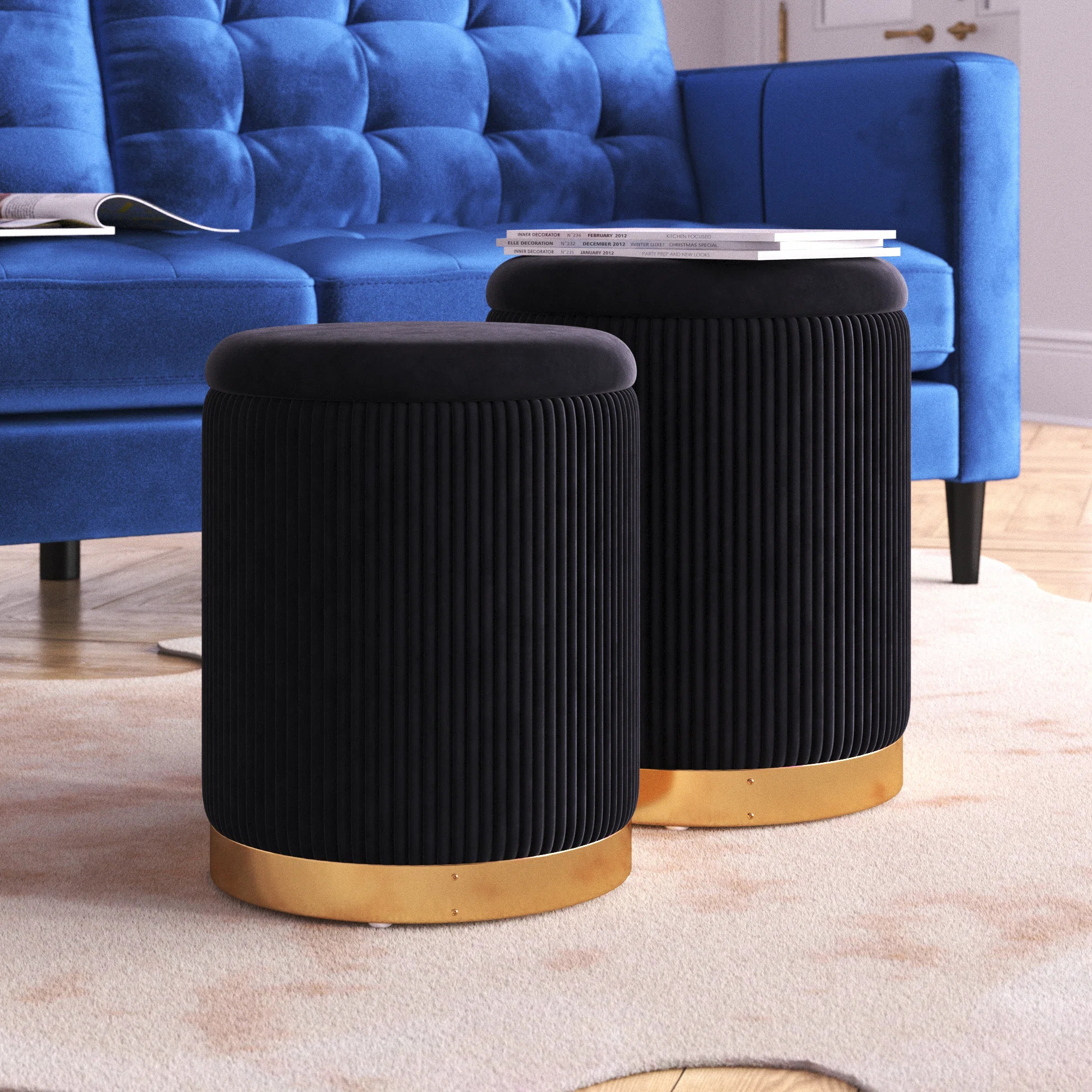 Callum Velvet Ottoman (Set of 2) | Wayfair North America