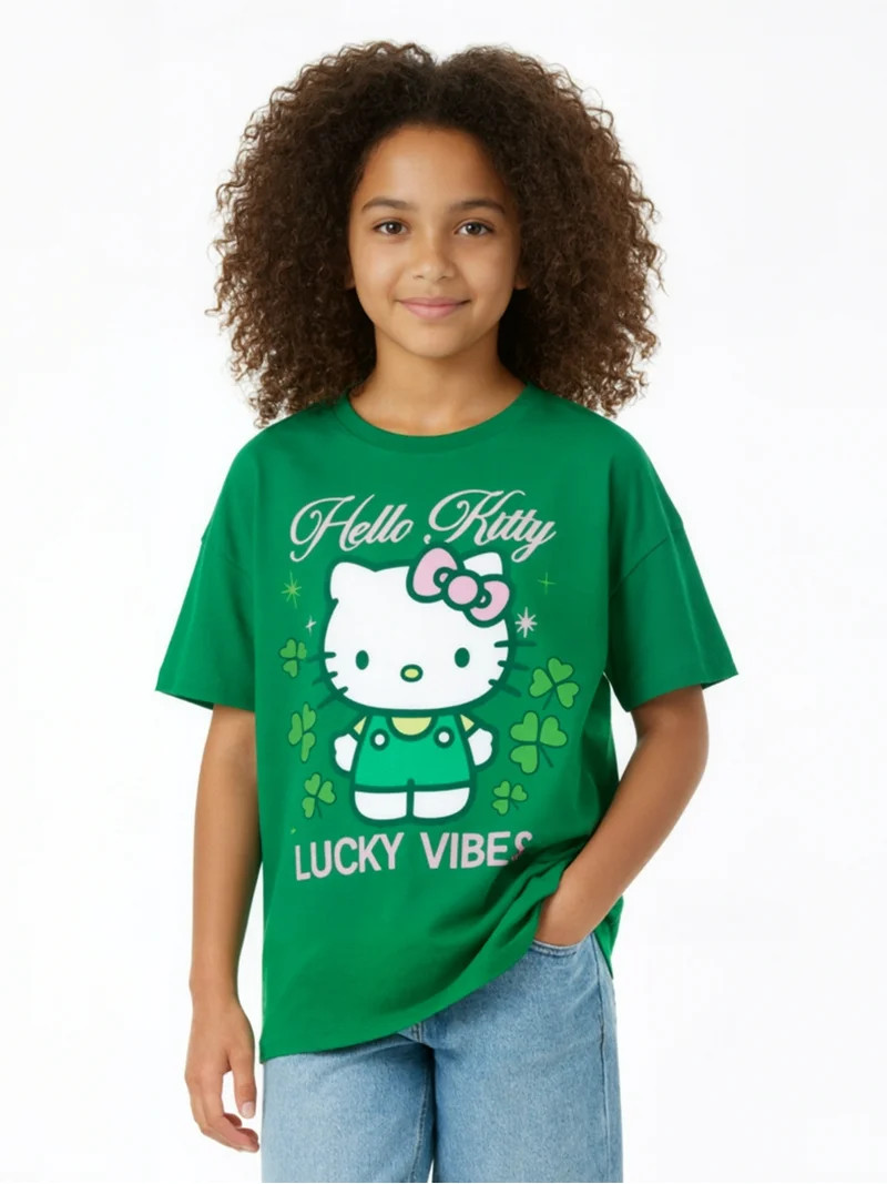 Sanrio Hello Kitty Girls St. Patrick's Day Graphic T-Shirt, Lucky Vibes, Sizes 4-16 | Walmart (US)