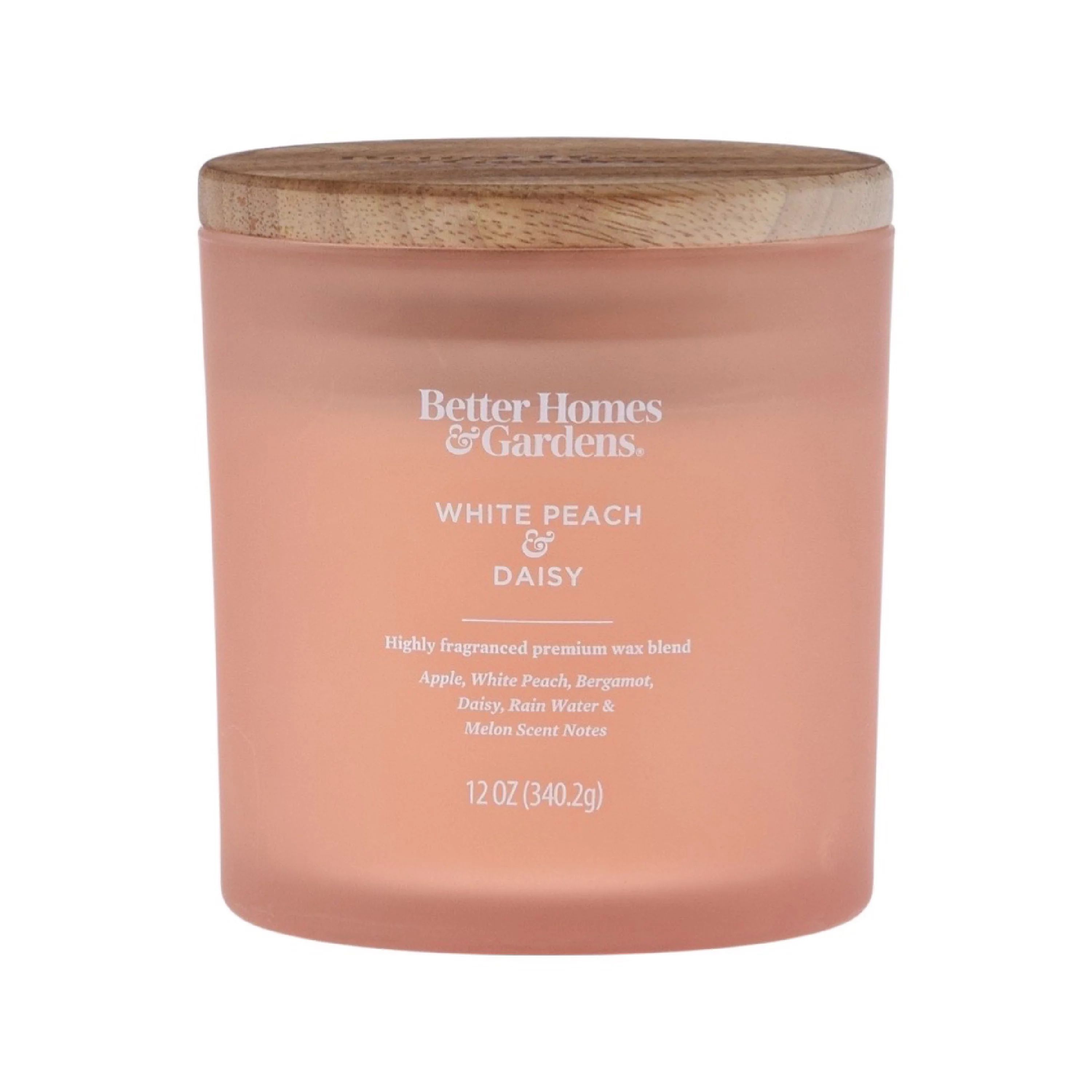 Better Homes & Gardens 12oz White Peach & Daisy Scented 2-Wick Frosted Jar Candle - Walmart.com | Walmart (US)