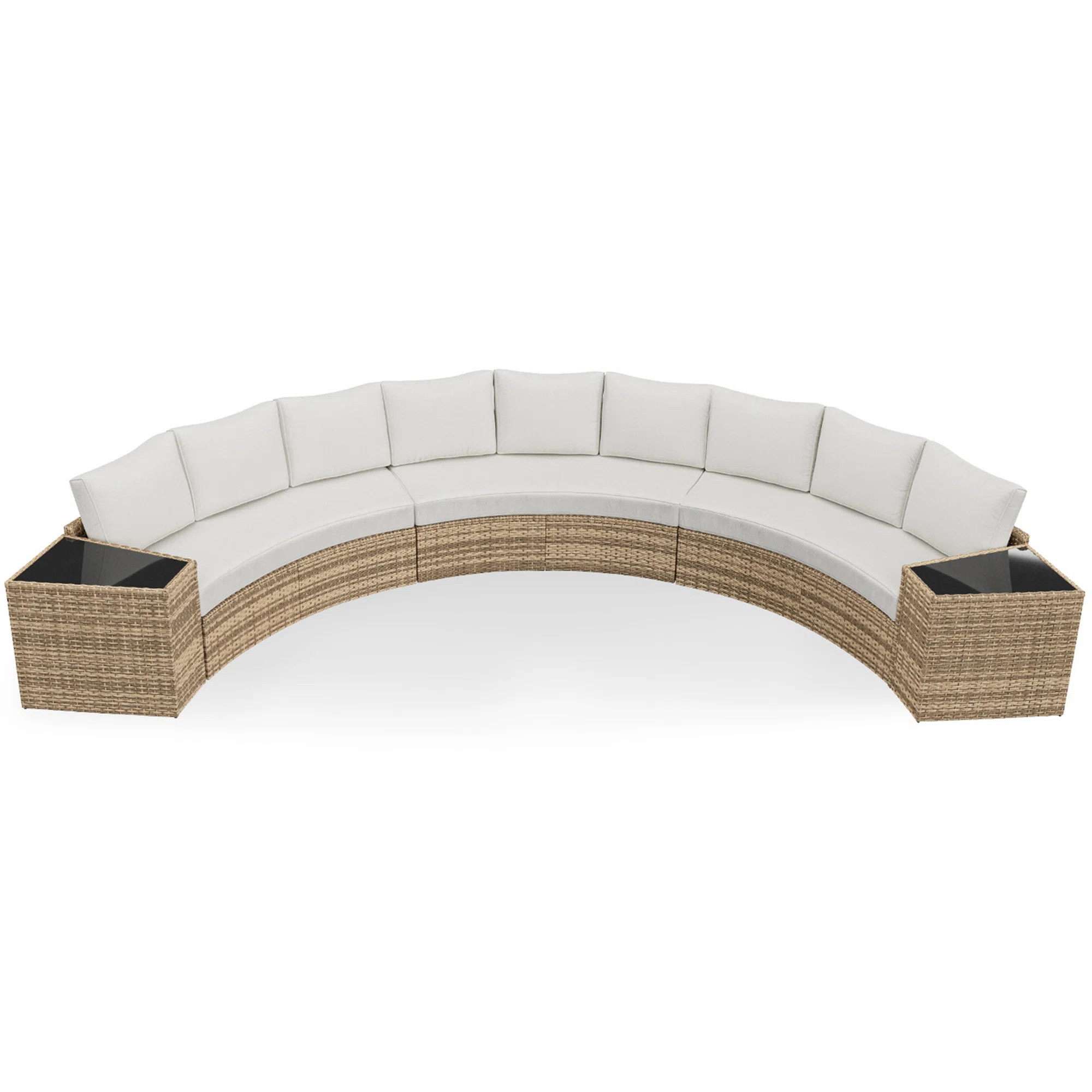 Leiny 11 Piece Rattan Sofa Seating Group With Cushions and Side Tables, Beige | Wayfair North America